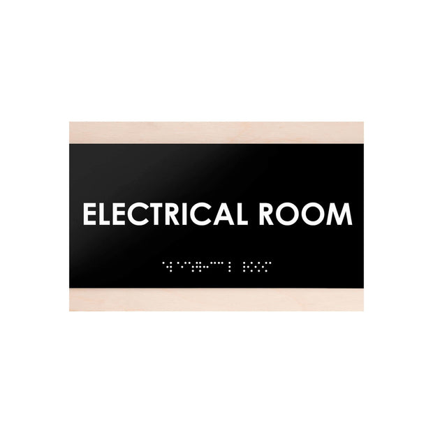 Door Signs Electrical Room Door Sign — Wood Door Plate — "Buro" Design