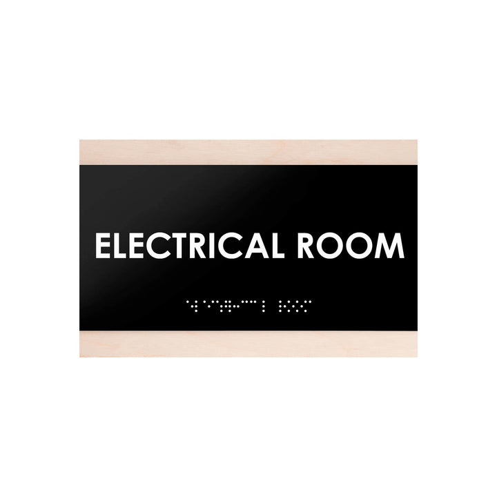 Door Signs Electrical Room Door Sign — Wood Door Plate — "Buro" Design