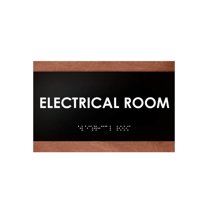 Door Signs Electrical Room Door Sign — Wood Door Plate — "Buro" Design