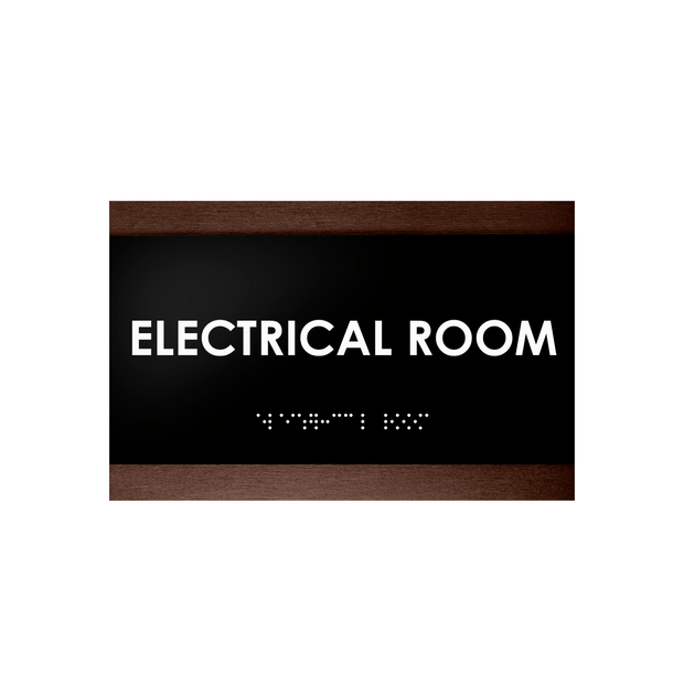 Door Signs Electrical Room Door Sign — Wood Door Plate — "Buro" Design
