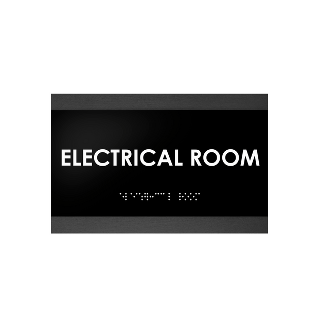 Door Signs Electrical Room Door Sign — Wood Door Plate — "Buro" Design