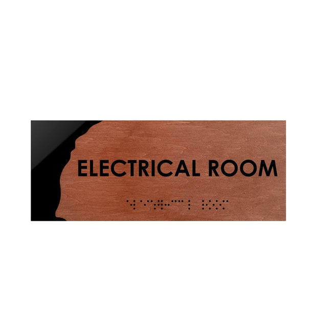 Door Signs Electrical Room Door Sign — Wood Door Plate — "Sherwood" Design