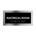 Door Signs Electrical Room Sign: Stainless Steel & Acrylic Plate — "Modern" Design - Photo #1