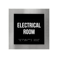 Door Signs Electrical Room Door Sign: Stainless Steel & Acrylic Plate — "Modern" Design - Photo #1
