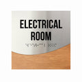Door Signs Electrical Room Door Sign - Stainless steel & Wood - "Jure" Design - Photo #3