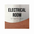 Door Signs Electrical Room Door Sign - Stainless steel & Wood - "Jure" Design - Photo #4