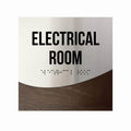 Door Signs Electrical Room Door Sign - Stainless steel & Wood - "Jure" Design - Photo #1