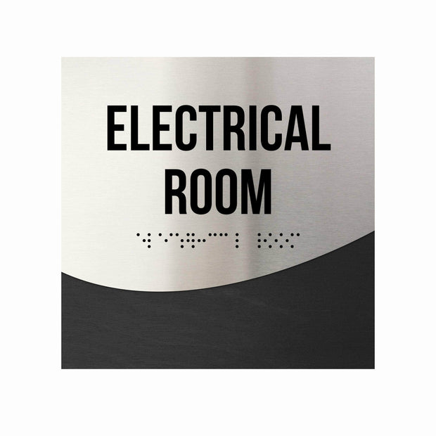 Door Signs Electrical Room Door Sign - Stainless steel & Wood - "Jure" Design