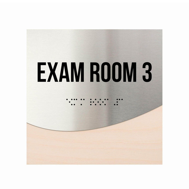 Exam Room Sign - Interior Office Door Signs - Stainless steel &amp; Wood "Jure" Design