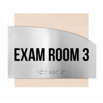 Exam Room Custom Door Signs - Stainless steel & Wood - "Wave" Design - Photo #3
