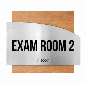 Exam Room Custom Door Signs - Stainless steel & Wood - "Wave" Design - Photo #4