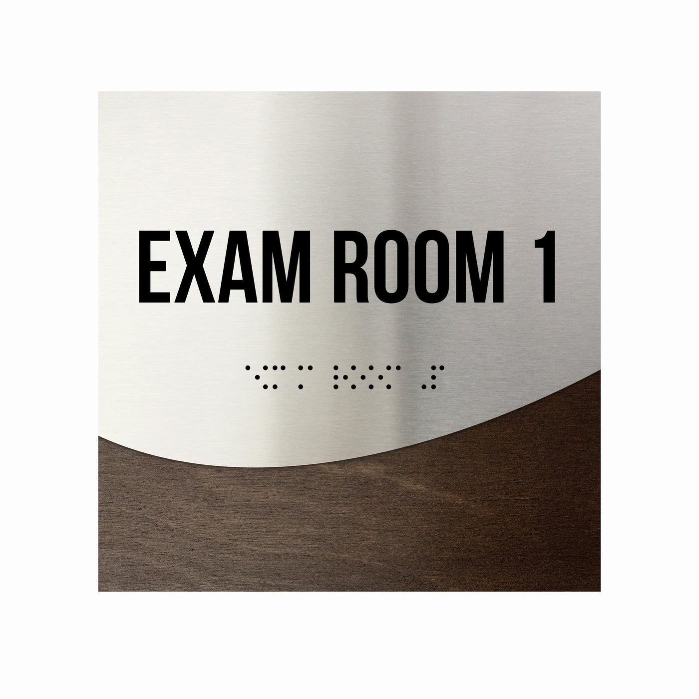 Exam Room Sign - Interior Office Door Signs - Stainless Steel & Wood "Jure" Design