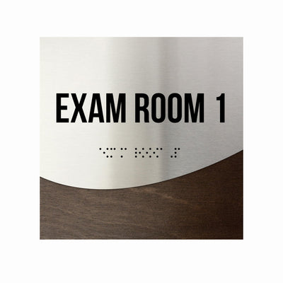 Exam Room Sign - Interior Office Door Signs - Stainless steel & Wood "Jure" Design