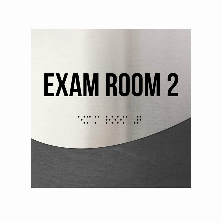 Exam Room Sign - Interior Office Door Signs - Stainless steel &amp; Wood "Jure" Design