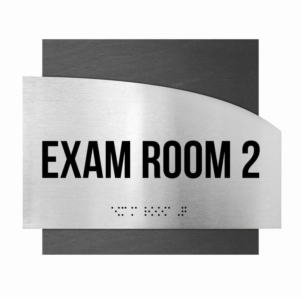 Custom Exam Room Sign: Stainless Steel & Wood Plate —