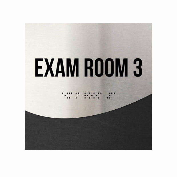 Exam Room Sign - Interior Office Door Signs - Stainless steel & Wood "Jure" Design