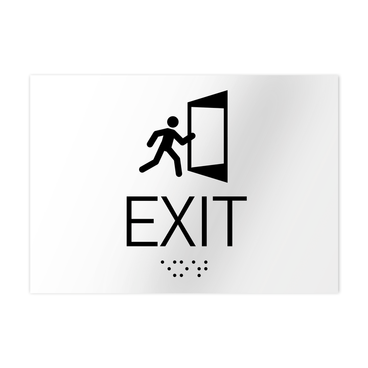 Information signs Exit Signs - White Acrylic with Braille