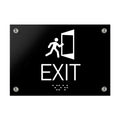 Information signs Exit Sign With Braille - Black Acrylic - Photo #1