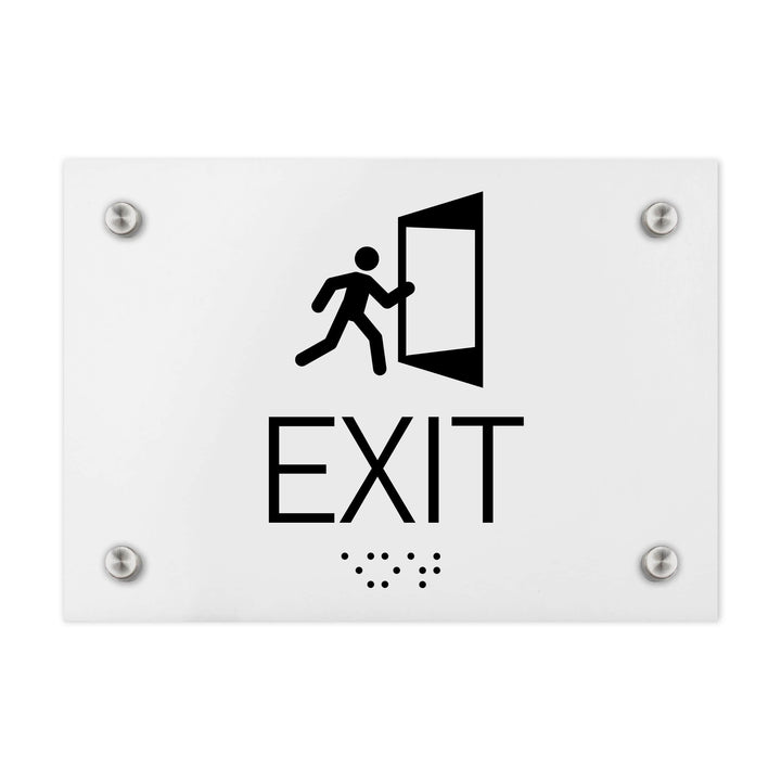 Information signs Exit Signs - White Acrylic with Braille