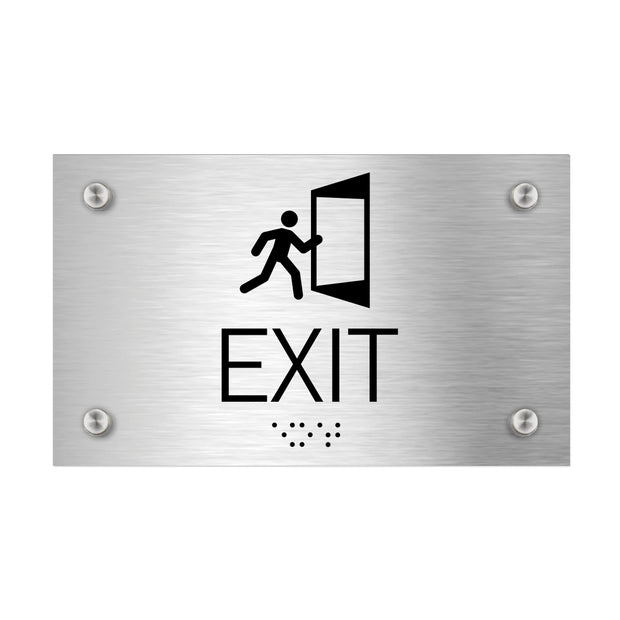 Information signs Exit Sign with Braille - Stainless steel