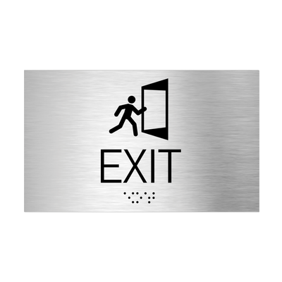 Information Signs - Exit Sign With Braille - Stainless Steel