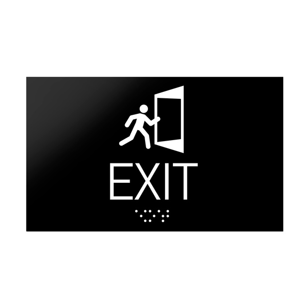 Information signs Exit Sign With Braille - Black Acrylic