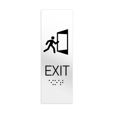 Information Signs - ADA Exit Sign With Braille - White Acrylic