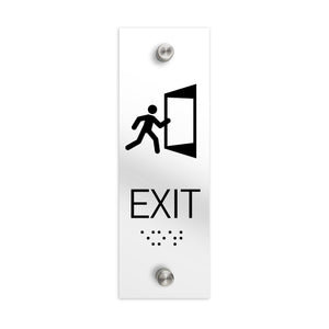 Information Signs - ADA Exit Sign With Braille - Clear Acrylic