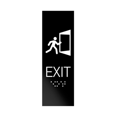 Information Signs - ADA Exit Sign With Braille - Black Acrylic