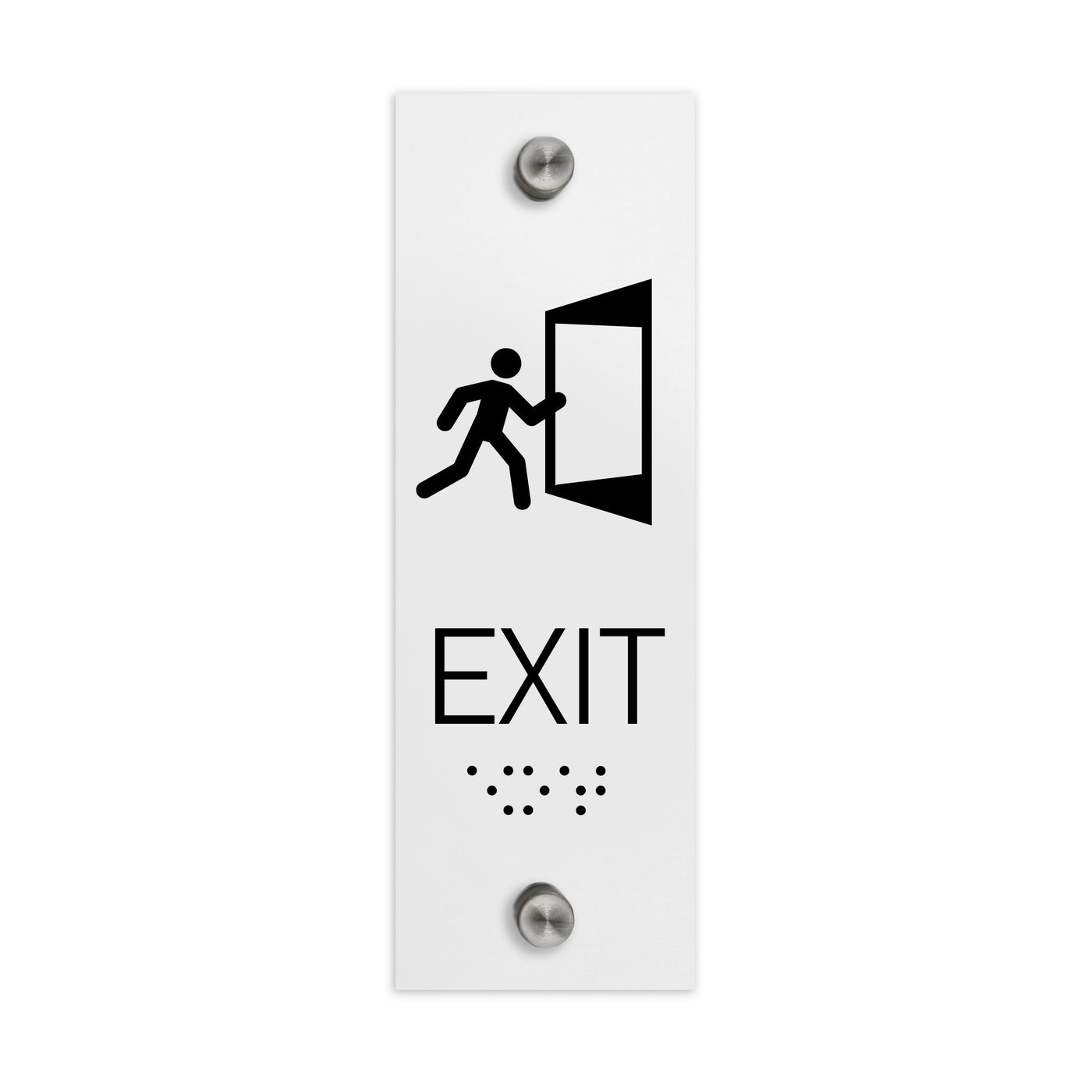 Information Signs - ADA Exit Sign With Braille - White Acrylic