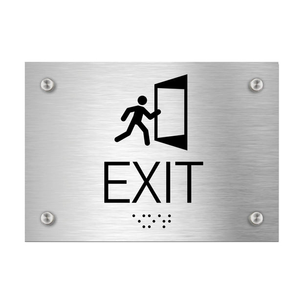 Information signs Exit Sign with Braille - Stainless steel