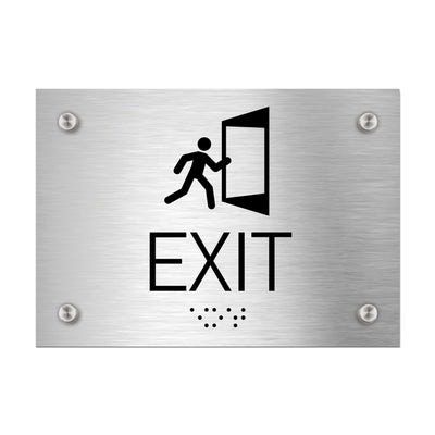 Information Signs - Exit Sign With Braille - Stainless Steel