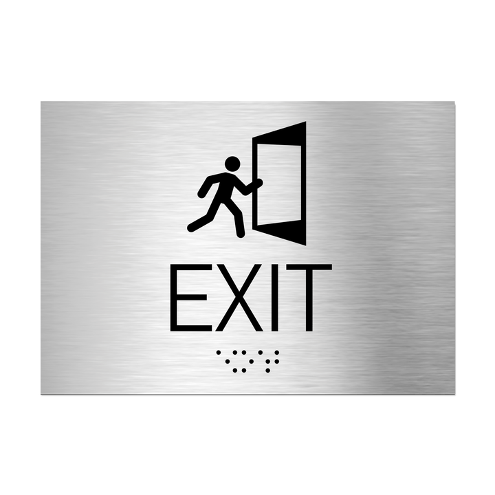 Information signs Exit Sign with Braille - Stainless steel