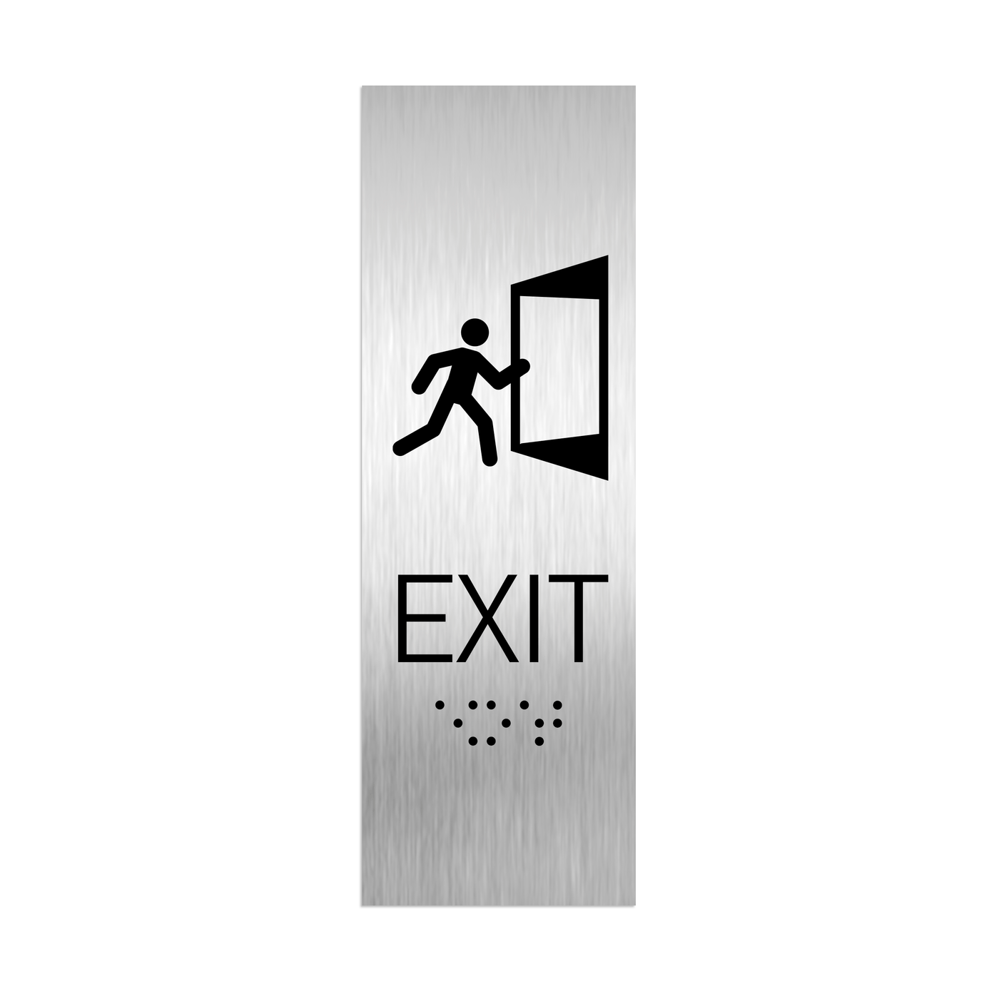 Information Signs - ADA Exit Sign With Braille - Stainless Steel