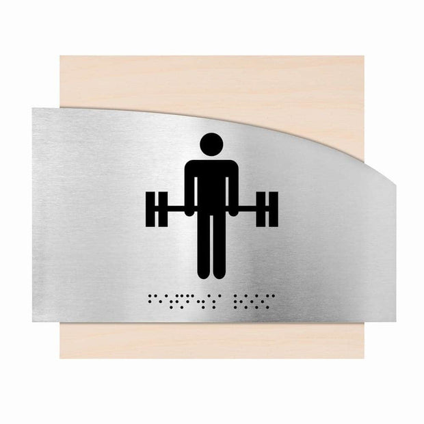 Information signs Steel & Wood Fitness Room Sign - "Wave" Design