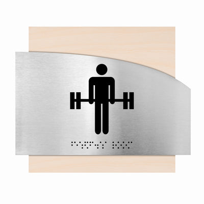 Information Signs - Fitness Room Steel & Wood Sign "Wave" Design