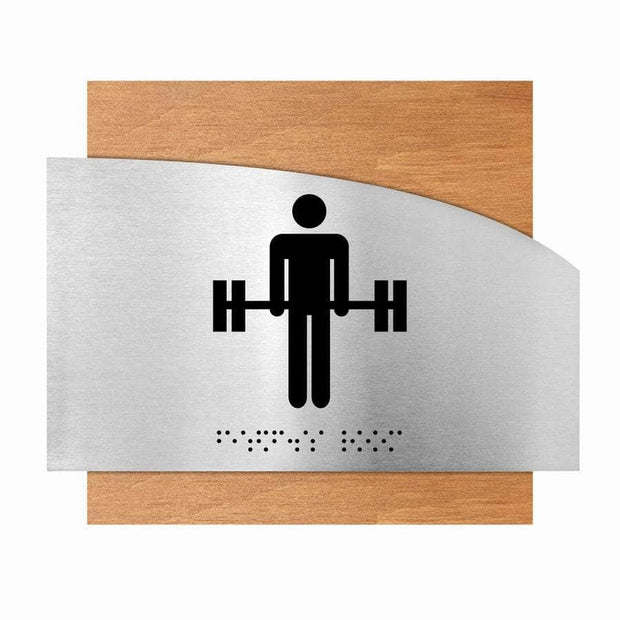 Information signs Steel & Wood Fitness Room Sign - "Wave" Design