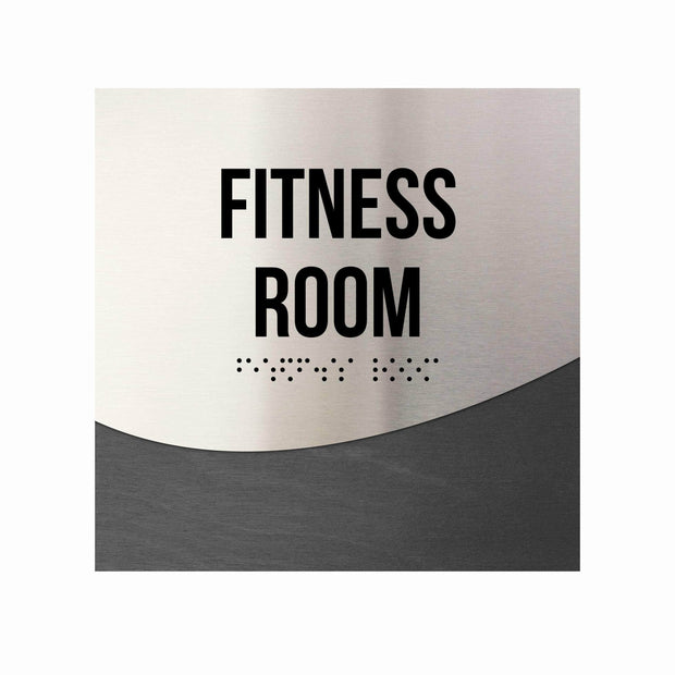 Door Signs Fitness Room Sign — Stainless Steel & Wood Door Plate — "Jure" Design