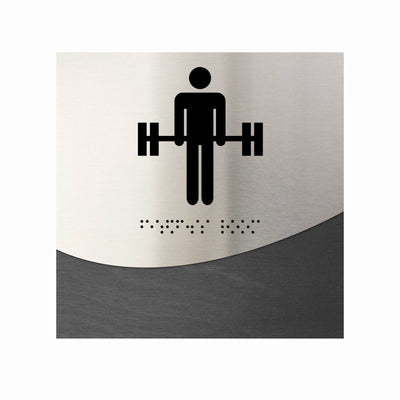 Information Signs - Fitness Room Signs Stainless Steel & Wood "Jure" Design