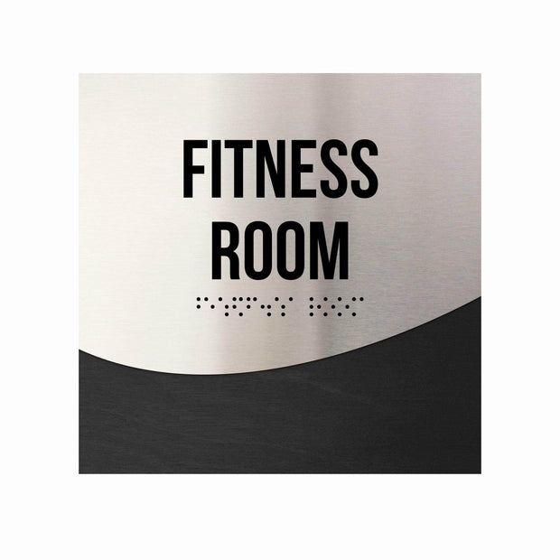 Door Signs Fitness Room Sign — Stainless Steel & Wood Door Plate — "Jure" Design