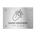 Information signs Hand Washing Signs: Stainless Steel Sign with Braille - Photo #1