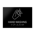 Information signs Hand Washing Sign Braille - Black Acrylic - Photo #3