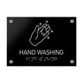 Information signs Hand Washing Sign Braille - Black Acrylic - Photo #1