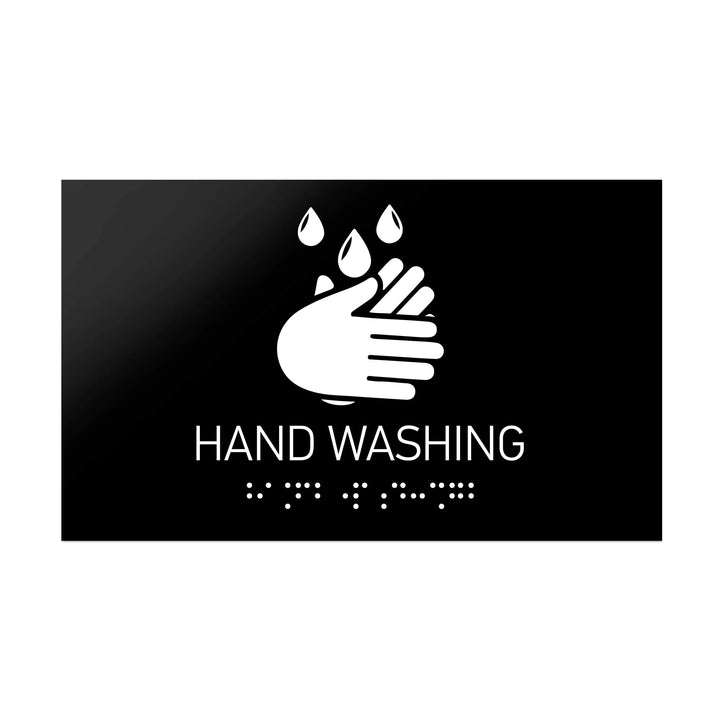 Information signs Hand Washing Sign Braille - Black Acrylic