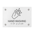 Information signs Hand Washing Signs - White Acrylic Sign with Braille - Photo #1