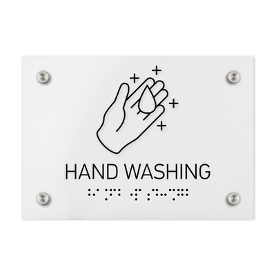 Information Signs - Hand Washing Sign Braille - White Acrylic