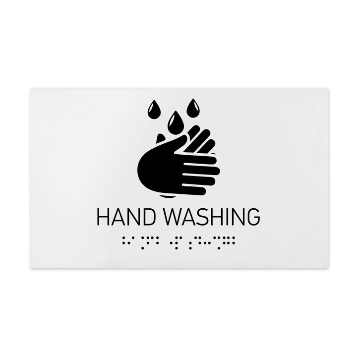 Information signs Hand Washing Signs - White Acrylic Sign with Braille