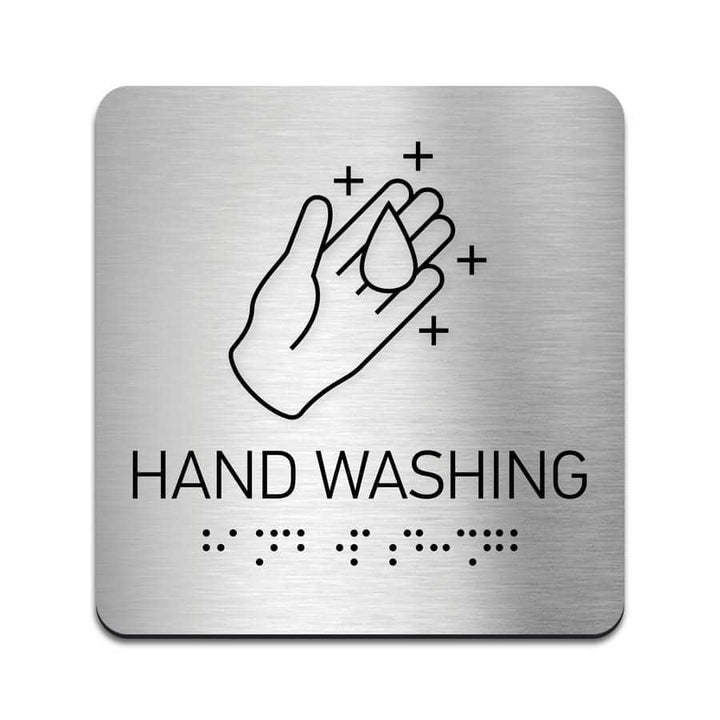 Information signs Hand Washing Sign with Braille — Steel Door Plate