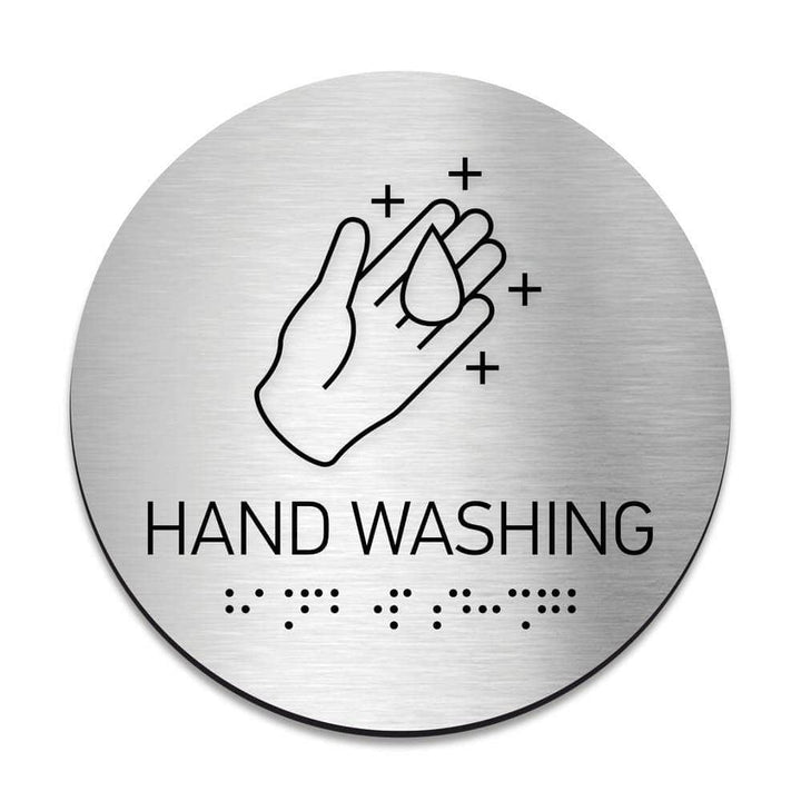 Information signs Hand Washing Sign with Braille — Steel Door Plate