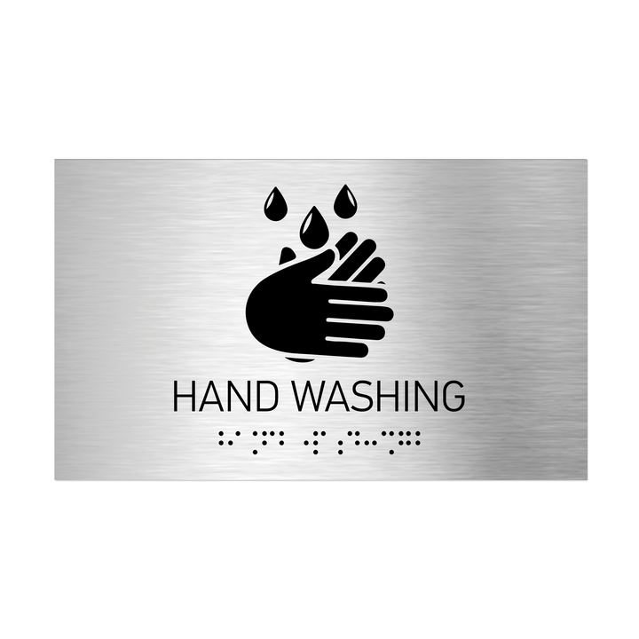 Information signs Hand Washing Signs: Stainless Steel Sign with Braille